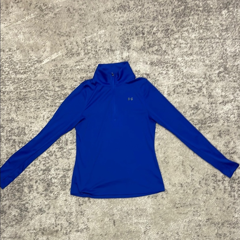 Under Armour 1/4 Zip Blue Semi-Fitted Long Sleeve Tee